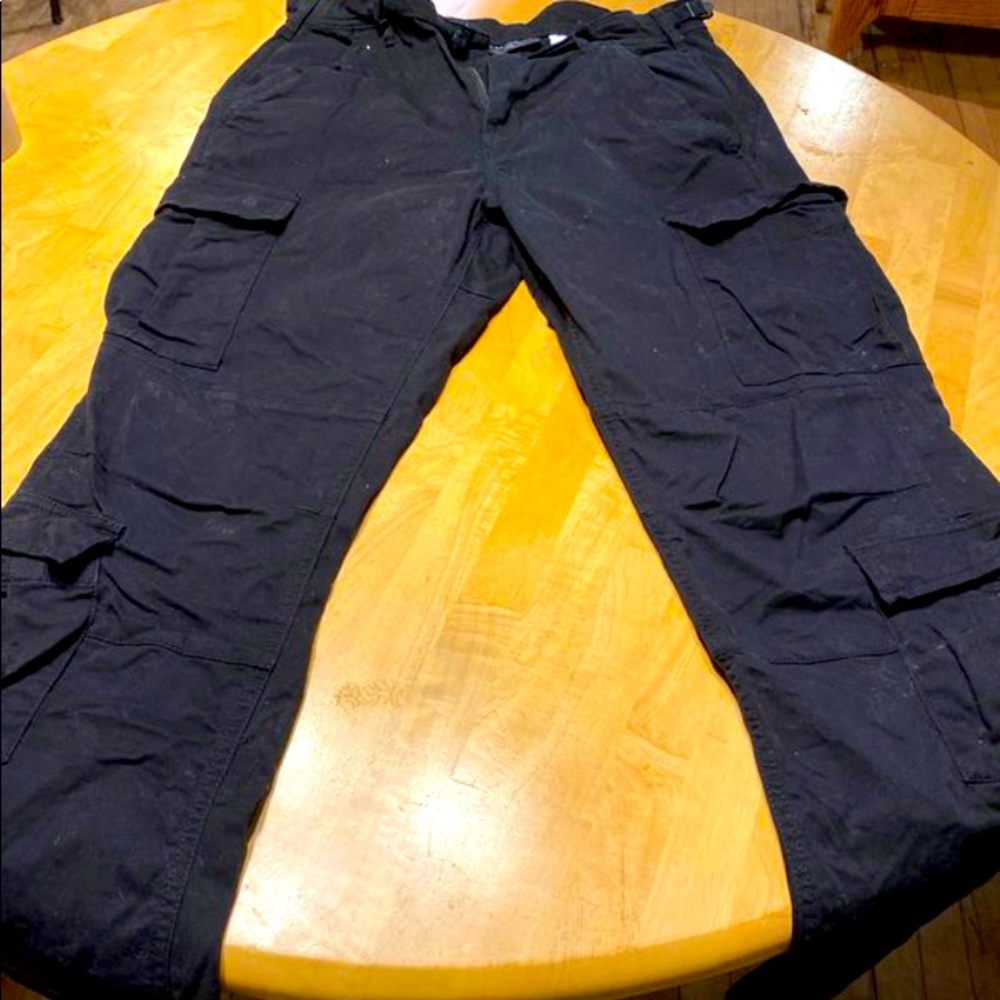 2 pair of black cargo pants . Asking 20.00 .